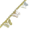 Pulsera de Dije 03.351.0101.07 Oro Laminado, Diseño de Mariposa, Diamantado, Tricolor
