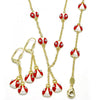 Juego de Arete y Dije de Nino 06.60.0005.3 Oro Laminado, Diseño de Mariquita, con Cristal Blanca, Esmaltado Rojo, Dorado