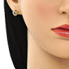 Arete Dormilona 02.156.0623.1 Oro Laminado, Diseño de Corazon, con Micro Pave Granate, Pulido, Dorado