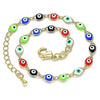 Pulsera Elegante 03.63.2212.1.07 Oro Laminado, Diseño de Ojo Griego, Resinado Multicolor, Dorado
