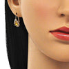 Arete Gancho Frances 5.125.012 Oro Laminado, Diseño de Gota, con Zirconia Cubica Dorado y Blanca, Pulido, Dorado