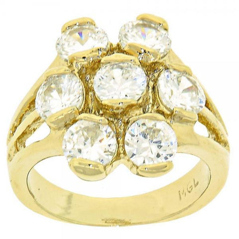 Anillo Multi Piedra 5.171.025.08 Oro Laminado, Diseño de Flor, con Zirconia Cubica Blanca, Pulido, Dorado