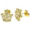 Arete Dormilona 02.283.0047 Oro Laminado, Diseño de Flor, con Zirconia Cubica Blanca, Pulido, Dorado