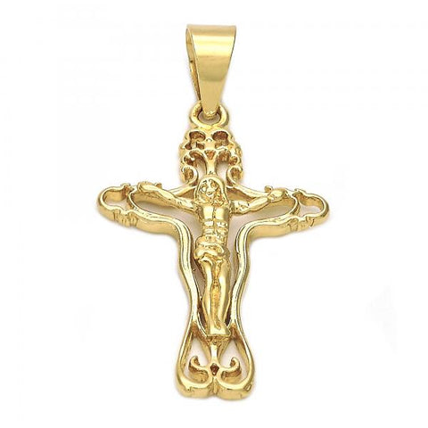 Dije Religioso 5.189.019 Oro Laminado, Diseño de Crucifijo, Pulido, Dorado