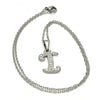 Collares con Dije 04.238.0008.1.18 Acero Inoxidable, Diseño de Iniciales y Rolo, Diseño de Iniciales, con Cristal Blanca, Pulido, Acero
