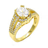 Anillo Multi Piedra 01.99.0070.09 Oro Laminado, con Zirconia Cubica Blanca y CristalBlanca, Pulido, Dorado