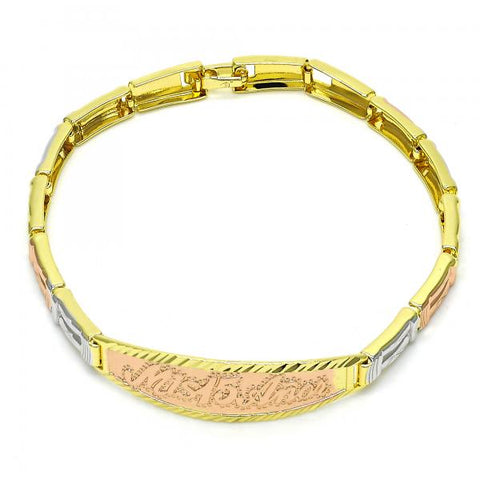 Pulsera con Placa 03.26.0037.08 Oro Laminado, Diamantado, Tricolor