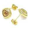 Arete Dormilona 02.156.0472.2 Oro Laminado, Diseño de Corazon, con Micro Pave Granate, Pulido, Dorado