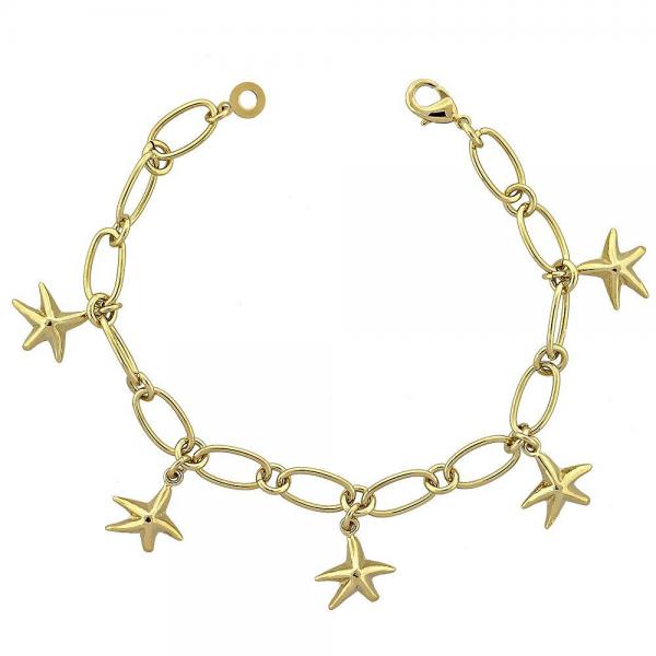 Pulsera de Dije 5.022.006 Oro Laminado, Diseño de Estrella, Diamantado, Dorado