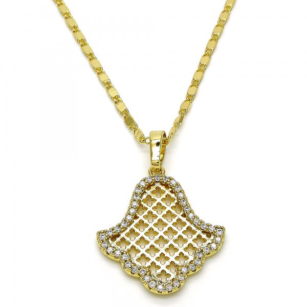 Collares con Dije 04.26.0017.18 Oro Laminado, con Cristal Blanca, Pulido, Dorado