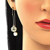 Arete Violador 02.210.0342 Oro Laminado, Diseño de Flor y Corazon, Diseño de Flor, con Micro Pave Blanca, Pulido, Dorado