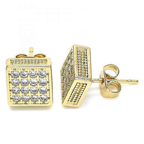 Arete Dormilona 02.344.0067 Oro Laminado, con Micro Pave Blanca, Pulido, Dorado