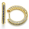 Argolla Huggie 02.264.0006.5.20 Oro Laminado, con Micro Pave Zafiro Azul y Blanca, Pulido, Dorado