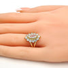 Anillo Multi Piedra 01.205.0003.07 Oro Laminado, con Zirconia Cubica Blanca, Pulido, Dorado