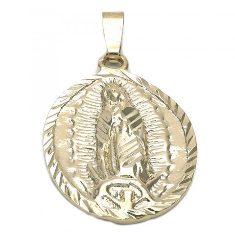 Dije Religioso 5.185.017 Oro Laminado, Diseño de Guadalupe, Diamantado, Dorado
