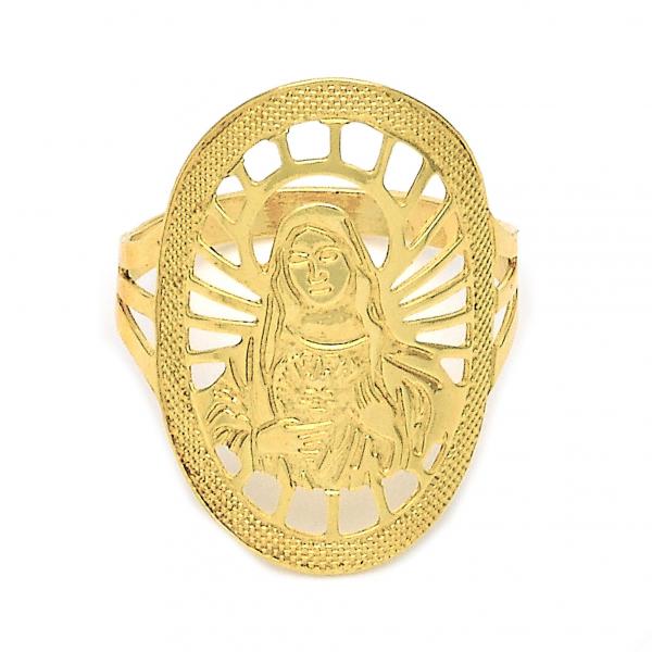 Anillo Elegante 5.178.007.07 Oro Laminado, Diseño de Virgen Maria, Diamantado, Dorado