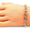 Pulsera Elegante 03.368.0065.08 Oro Laminado, Diseño de Libelula, con Micro Pave Blanca, Pulido, Dorado