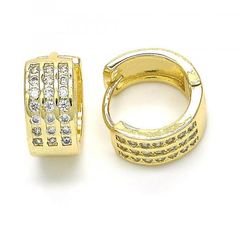 Argolla Huggie 02.221.0059.15 Oro Laminado, con Zirconia Cubica Blanca, Pulido, Dorado