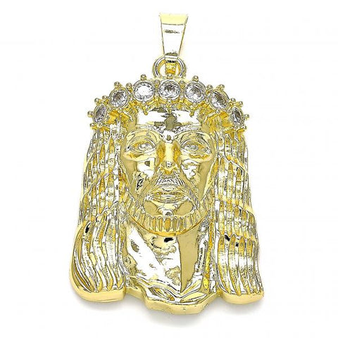 Dije Religioso 5.187.002 Oro Laminado, Diseño de Jesus, con Cristal Blanca, Dorado