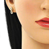 Arete Dormilona 02.342.0108 Oro Laminado, Diseño de Infinito, con Micro Pave Blanca, Pulido, Dorado