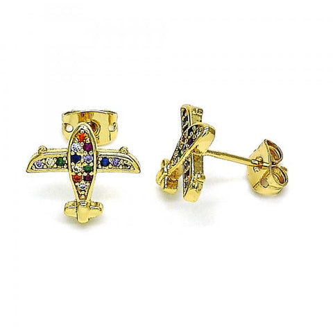 Arete Dormilona 02.342.0181.1 Oro Laminado, con Micro Pave Multicolor, Pulido, Dorado