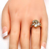 Anillo Multi Piedra 01.210.0023.09 Oro Laminado, Diseño de Gota, con Zirconia Cubica Blanca, Pulido, Dorado