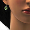 Arete Colgante 02.239.0003.6 Rodio Laminado, Diseño de Corazon, con Cristales de Swarovski Peridot, Pulido, Rodinado