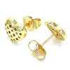 Arete Dormilona 02.156.0490.1 Oro Laminado, Diseño de Corazon, con Micro Pave Granate y Blanca, Pulido, Dorado