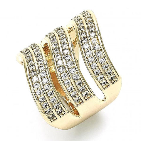 Anillo Multi Piedra 01.346.0016.09 Oro Laminado, con Micro Pave Blanca, Pulido, Dorado