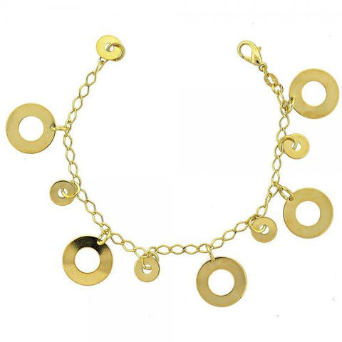 Pulsera de Dije 030.009.08 Oro Laminado, Pulido, Dorado