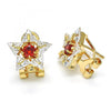 Arete Dormilona 02.217.0082.2 *PROMO* Oro Laminado, Diseño de Estrella, con Zirconia Cubica Granate y Blanca, Pulido, Dorado