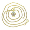 Collares con Dije 04.341.0016.20 Oro Laminado, Diseño de Nina Pequena, con Zirconia Cubica Multicolor, Pulido, Dorado