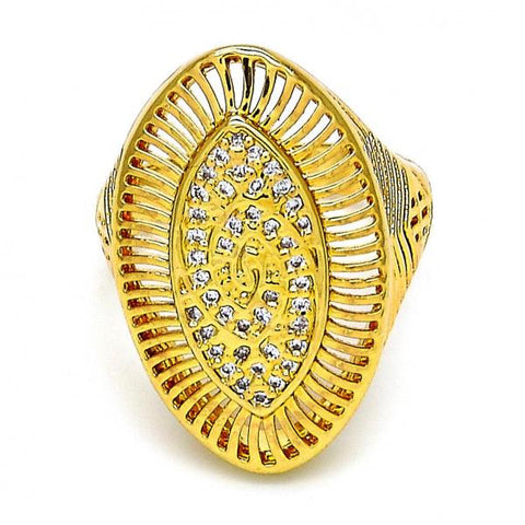 Anillo Multi Piedra 01.118.0032.08 Oro Laminado, con Micro Pave Blanca, Pulido, Dorado