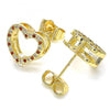 Arete Dormilona 02.94.0093.1 Oro Laminado, Diseño de Corazon, con Micro Pave Granate y Blanca, Pulido, Dorado
