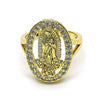 Anillo Elegante 01.380.0022.09 Oro Laminado, Diseño de Guadalupe y Flor, Diseño de Guadalupe, con Zirconia Cubica Blanca, Pulido, Dorado