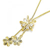 Collares con Dije 04.347.0001.20 Oro Laminado, Diseño de Flor, con Zirconia Cubica Blanca, Pulido, Dorado
