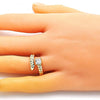Anillo Multi Piedra 01.213.0018.2 Oro Laminado, con Zirconia Cubica Blanca, Pulido, Dorado
