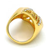 Anillo Multi Piedra 01.241.0054.07 Oro Laminado, Diseño de Flor, con Cristal Blanca, Pulido, Dorado