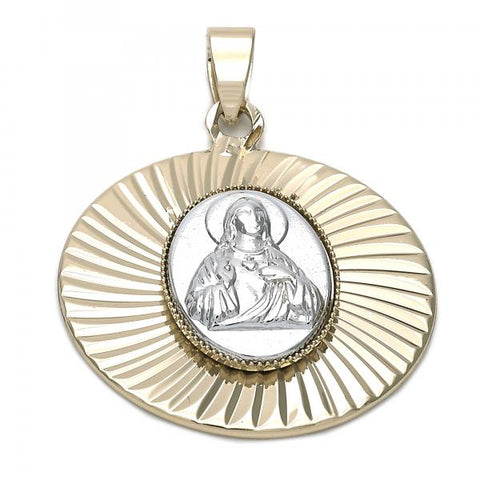 Dije Religioso 5.193.009 Oro Laminado, Diseño de Sagrado Corazon de Jesus, Diamantado, Dos Tonos