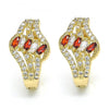 Argolla Huggie 02.217.0092.2.15 Oro Laminado, con Zirconia Cubica Granate y Blanca, Pulido, Dorado