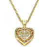 Collares con Dije 04.156.0462.1.20 Oro Laminado, Diseño de Corazon y Arco, Diseño de Corazon, con Micro Pave Granate, Pulido, Dorado