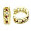 Argolla Huggie 02.237.0031.15 Oro Laminado, con Zirconia Cubica Granate y Blanca, Pulido, Dorado