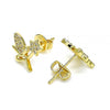 Arete Dormilona 02.156.0615 Oro Laminado, Diseño de Angel y Estrella, Diseño de Angel, con Micro Pave Blanca, Pulido, Dorado