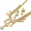 Collar y Arete 06.221.0005 Oro Laminado, Diseño de Gota, con Zirconia Cubica Blanca, Pulido, Dorado