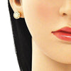 Arete Dormilona 02.156.0482.1 Oro Laminado, Diseño de Corazon, con Micro Pave Granate y Blanca, Pulido, Dorado
