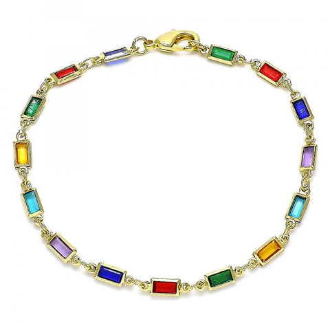 Pulsera Elegante 03.386.0019.07 Oro Laminado, con Cristal Multicolor, Pulido, Dorado