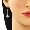 Arete Largo 02.387.0069 Oro Laminado, con Zirconia Cubica Blanca, Pulido, Dorado