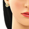 Arete Dormilona 02.156.0562 Oro Laminado, Diseño de Amor, con Micro Pave Blanca, Pulido, Dorado