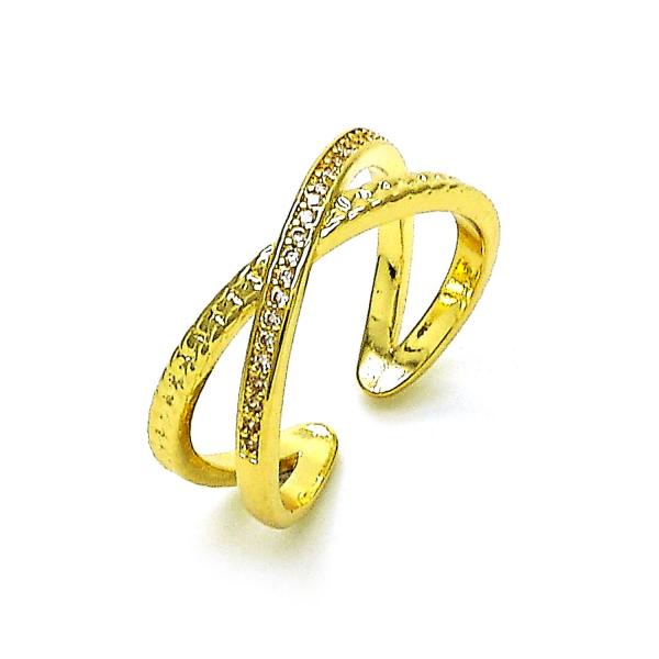 Anillo Multi Piedra 01.168.0001 Oro Laminado, con Micro Pave Blanca, Pulido, Dorado