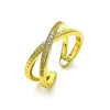 Anillo Multi Piedra 01.168.0001 Oro Laminado, con Micro Pave Blanca, Pulido, Dorado